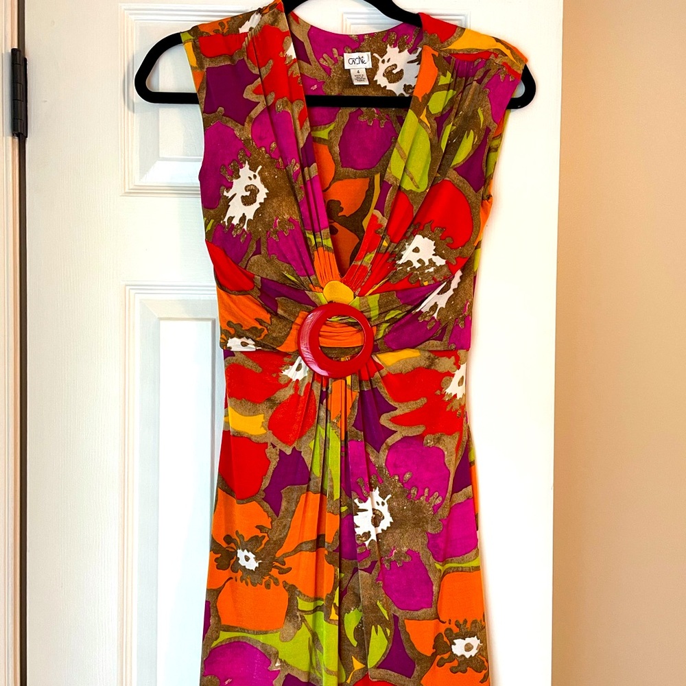 Deep V-neck colorful Cache dress